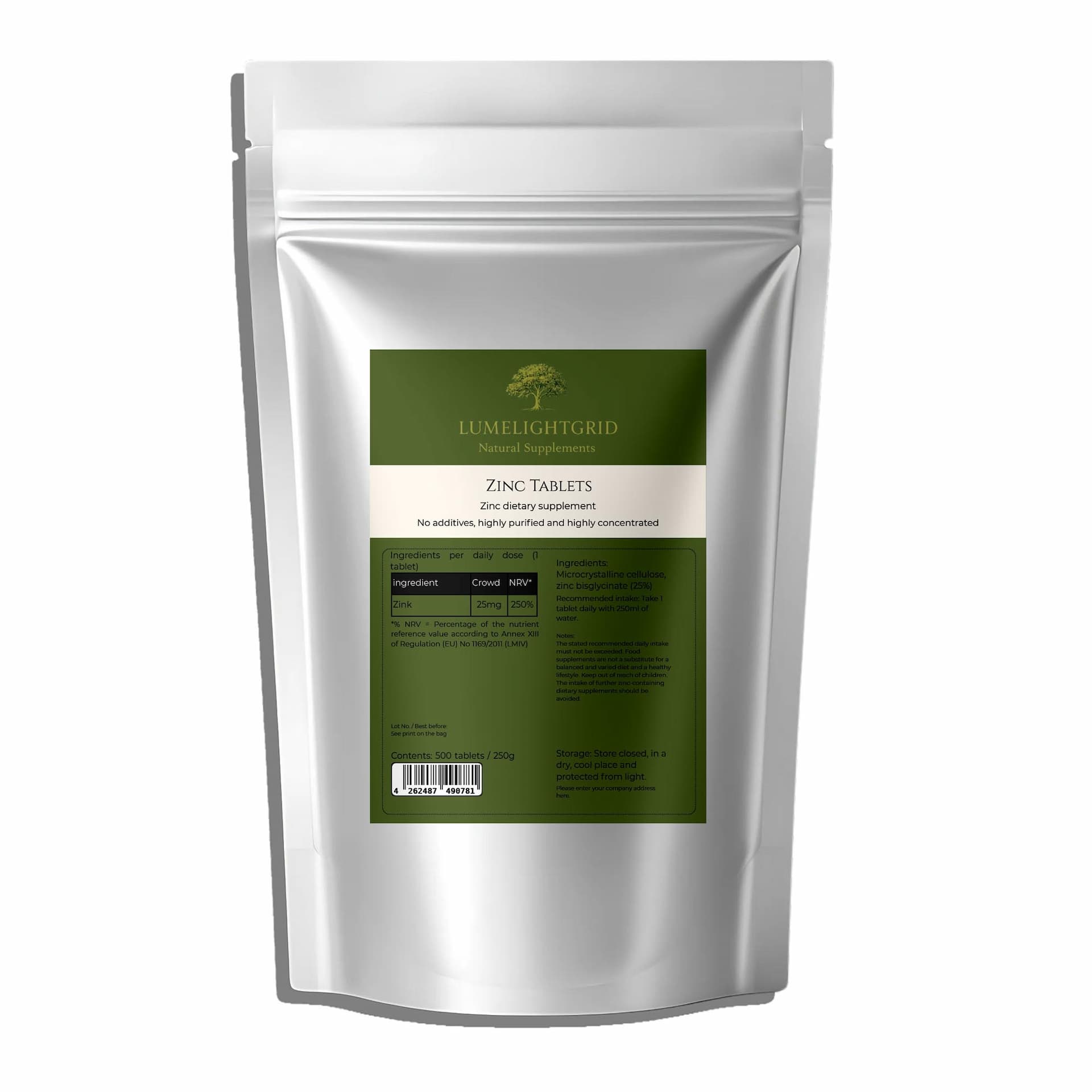 Zinc Bisglycinate 25mg – 500 Tablets